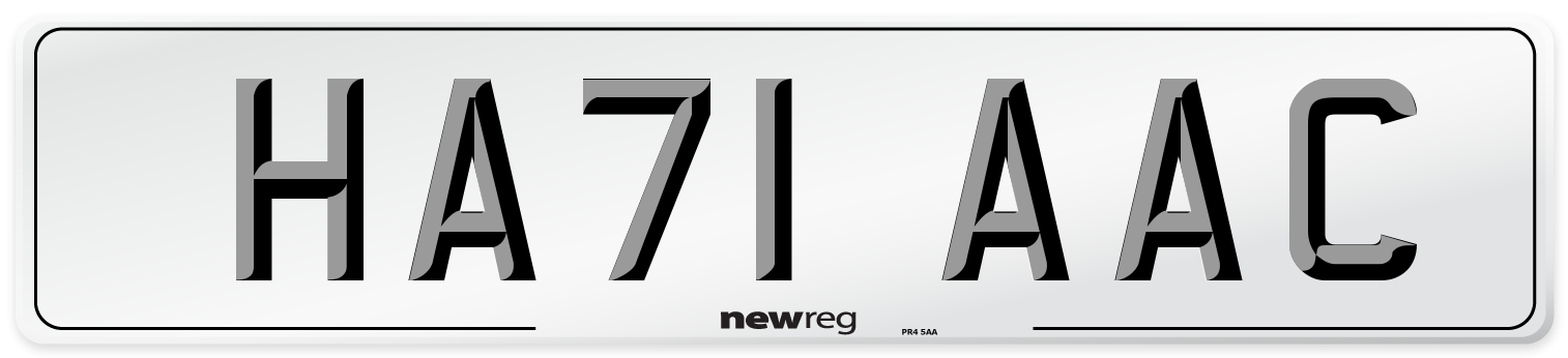 HA71 AAC Number Plate from New Reg